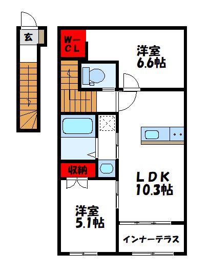 ラコッリーナ(2LDK/2階)の間取り写真