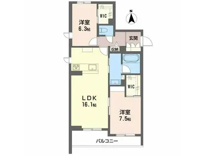 フェリシア(2LDK/4階)の間取り写真