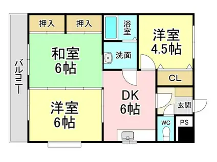 ピアリス祇園(3DK/2階)の間取り写真