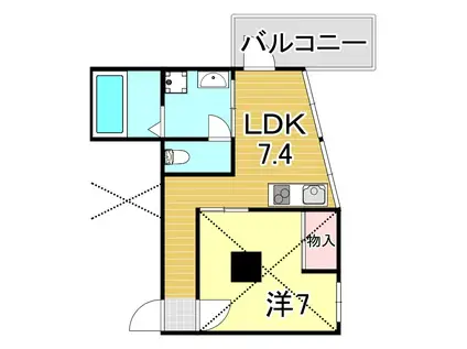 コーポラス村瀬 B棟(1LDK/1階)の間取り写真