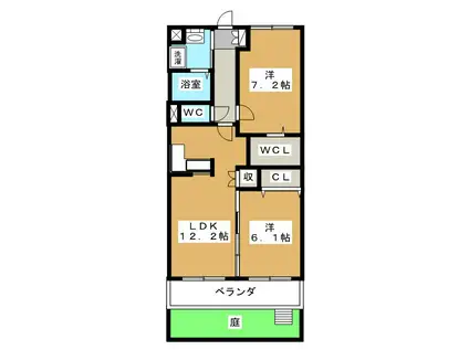 サンリーフ手越(2LDK/1階)の間取り写真