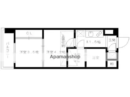 60 V-TOWER ORIENT BLD(2K/3階)の間取り写真