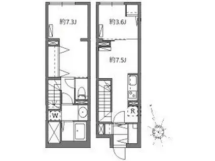 ソラシアレジデンス学芸大学II(2DK/1階)の間取り写真