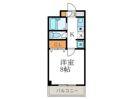 ウエスト GROUND AVENUE六角(1K/4階)の間取り写真