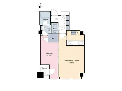 平河町森タワーレジデンス(1LDK/22階)の間取り写真