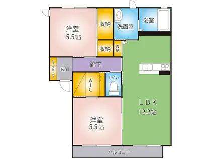 リーリエ B(2LDK/2階)の間取り写真