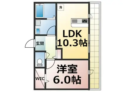 ブールドネージュ(1LDK/2階)の間取り写真