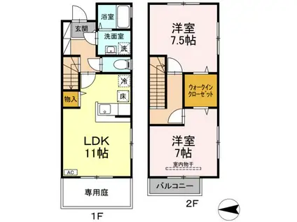 HARRISONS COAT SHIMIZU(2LDK/1階)の間取り写真