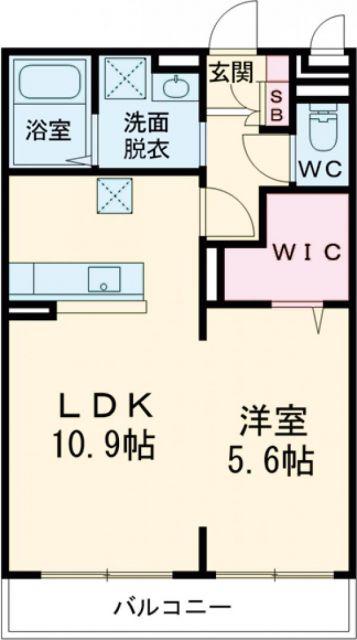 SALT明野西(1LDK/3階)の間取り写真