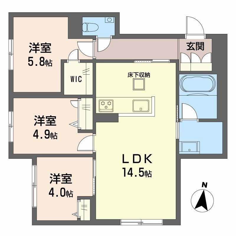 ゼーゲンハウス(3LDK/1階)の間取り写真