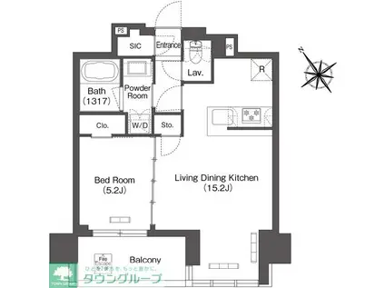 コンフォリア芝浦MOKU(1LDK/5階)の間取り写真