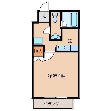 ライトハウス木原(1K/1階)の間取り写真