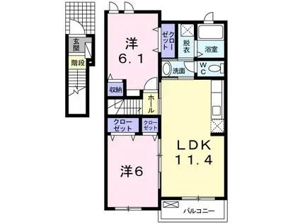 ウィングメゾンA(2LDK/2階)の間取り写真