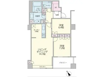 ザ・神宮前レジデンス(2LDK/7階)の間取り写真