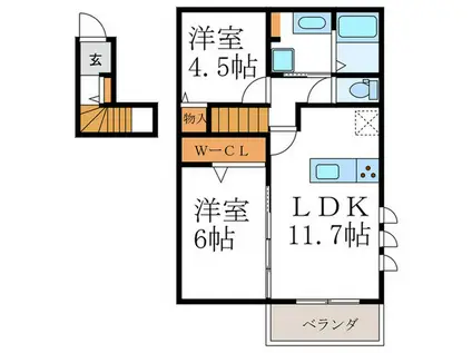LIVRA紫竹(2LDK/2階)の間取り写真