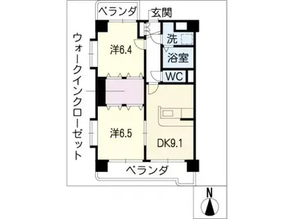 マジェスティ(2DK/1階)の間取り写真