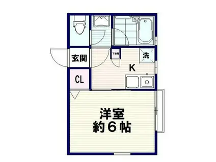 東京メトロ丸ノ内線 中野富士見町駅 徒歩6分 2階建 築64年(1K/1階)の間取り写真