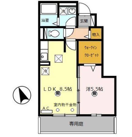 モダンコート東阿保(1LDK/1階)の間取り写真