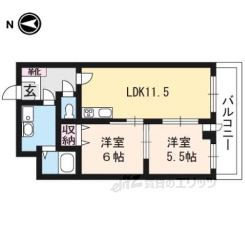 DU四条(2LDK/6階)の間取り写真