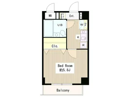 サンライズハイツII(1K/3階)の間取り写真