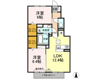 コゥジィーコート(2LDK/1階)の間取り写真