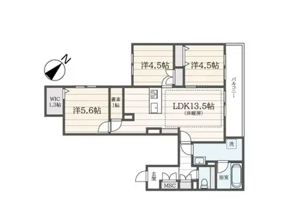 オカバ世田谷深沢ヘーベルメゾン(3LDK/3階)の間取り写真