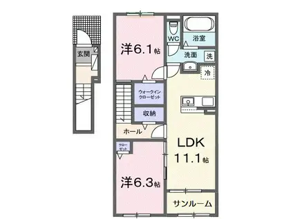 コスタ・ルーチェ(2LDK/2階)の間取り写真