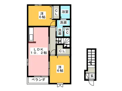 SUNNY(2LDK/2階)の間取り写真