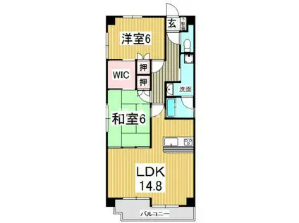 HAO新屋敷(2LDK/2階)の間取り写真