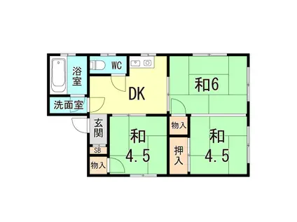 浜谷ビル(3DK/4階)の間取り写真