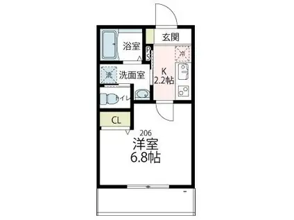 ZEHマンション小田(1K/2階)の間取り写真