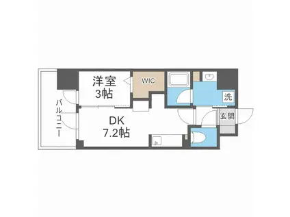 アーバネックス新町(1DK/12階)の間取り写真