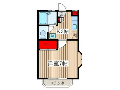 シャトレ・オロール(1K/1階)の間取り写真