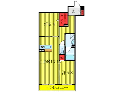 パインコート滝野川(2LDK/1階)の間取り写真
