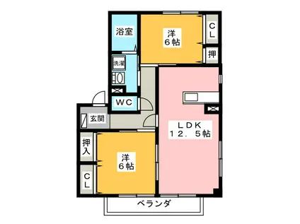 コンテシーナ(2LDK/2階)の間取り写真