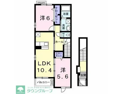 サニーフラワーヒルズIII(2LDK/2階)の間取り写真