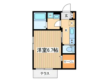 アトランティス府中(1K/1階)の間取り写真