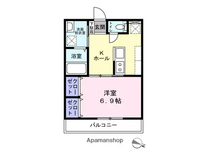 中原三丁目プロジェクト(1DK/2階)の間取り写真