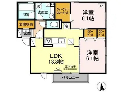 リカーム/オクト(2LDK/1階)の間取り写真