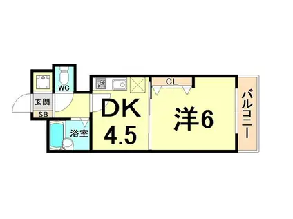 ベルメゾン西宮(1DK/3階)の間取り写真
