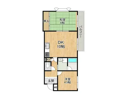 シャンテ畑中(2DK/2階)の間取り写真