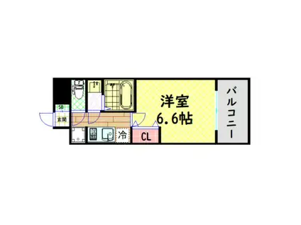 プレサンス四天王寺前夕陽ヶ丘アクティ(1K/7階)の間取り写真