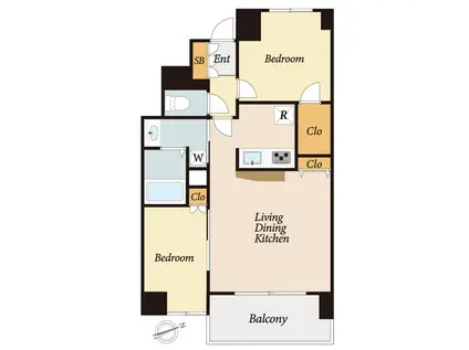 八王子計画(2LDK/11階)の間取り写真