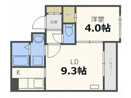 プロヴィデンス東札幌(1LDK/1階)の間取り写真