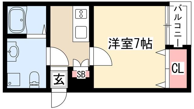 プランドールS(1K/3階)の間取り写真