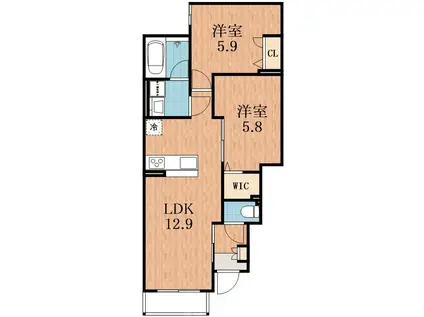 DEMEURE CRECIA II(1SLDK/1階)の間取り写真