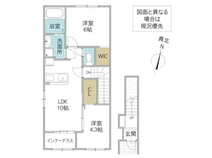 那珂市菅谷字大木内アパート(2LDK/2階)の間取り写真