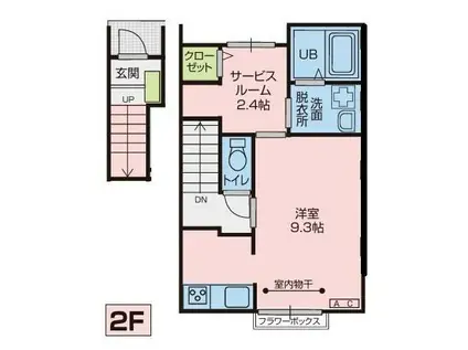 ＪＲ東北本線 北上駅 徒歩24分 2階建 築8年(1SK/2階)の間取り写真