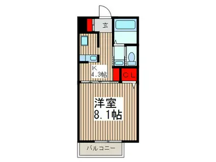 カサグランデ(1K/2階)の間取り写真