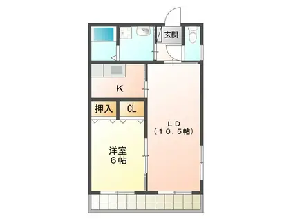 ブロードタウン大崎 D棟(1LDK/2階)の間取り写真